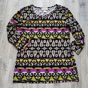 Womens TopTunic VTG Retro 80s 90s Bright Multicolor Sz Small Y2K Boho